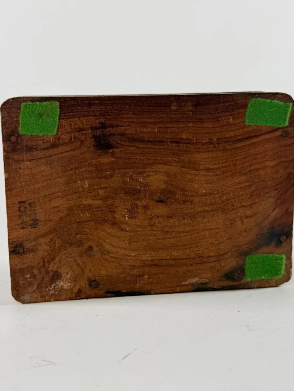 Vintage Hand Carved Rosewood Trinket Box Floral Gold Inlay India